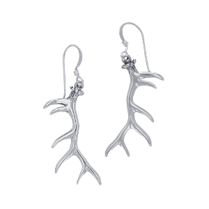 Atypical Elk Antler Earrings Sterling Silver